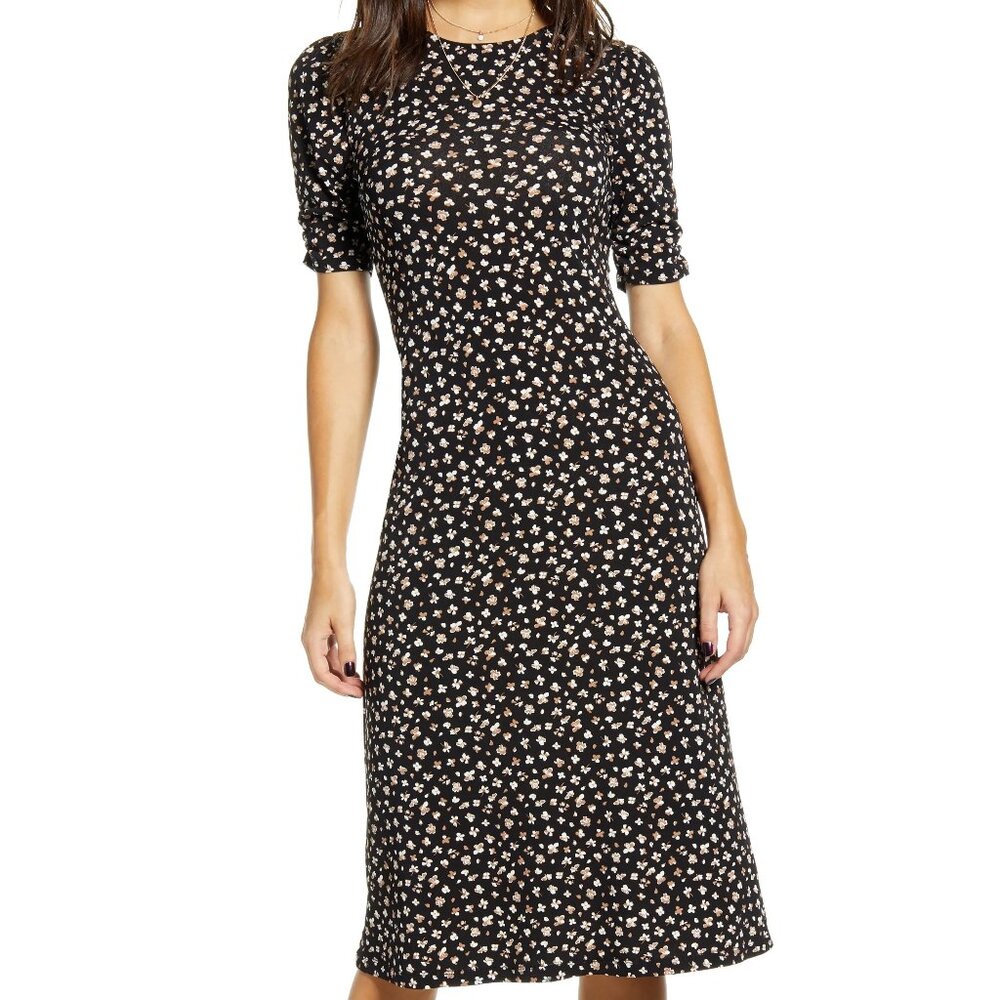 All In Favor Floral Print Midi Dress Size M